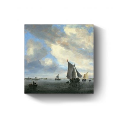 View of sailing boats on a lake door Salomon van Ruysdael